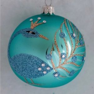 Sale: NIB Set of 4 Mardi Gras Peacock Ornaments